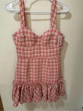 NWT Lele Pink Tweed Bustier Mini Dress